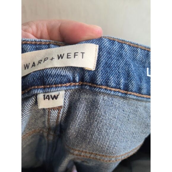 Warp + Weft "Lin" "Milan Linate" Blue Cotton Straight Denim Skirt size 14W - Picture 7 of 9